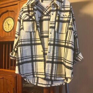 Pink Lily Black and White Plaid Top